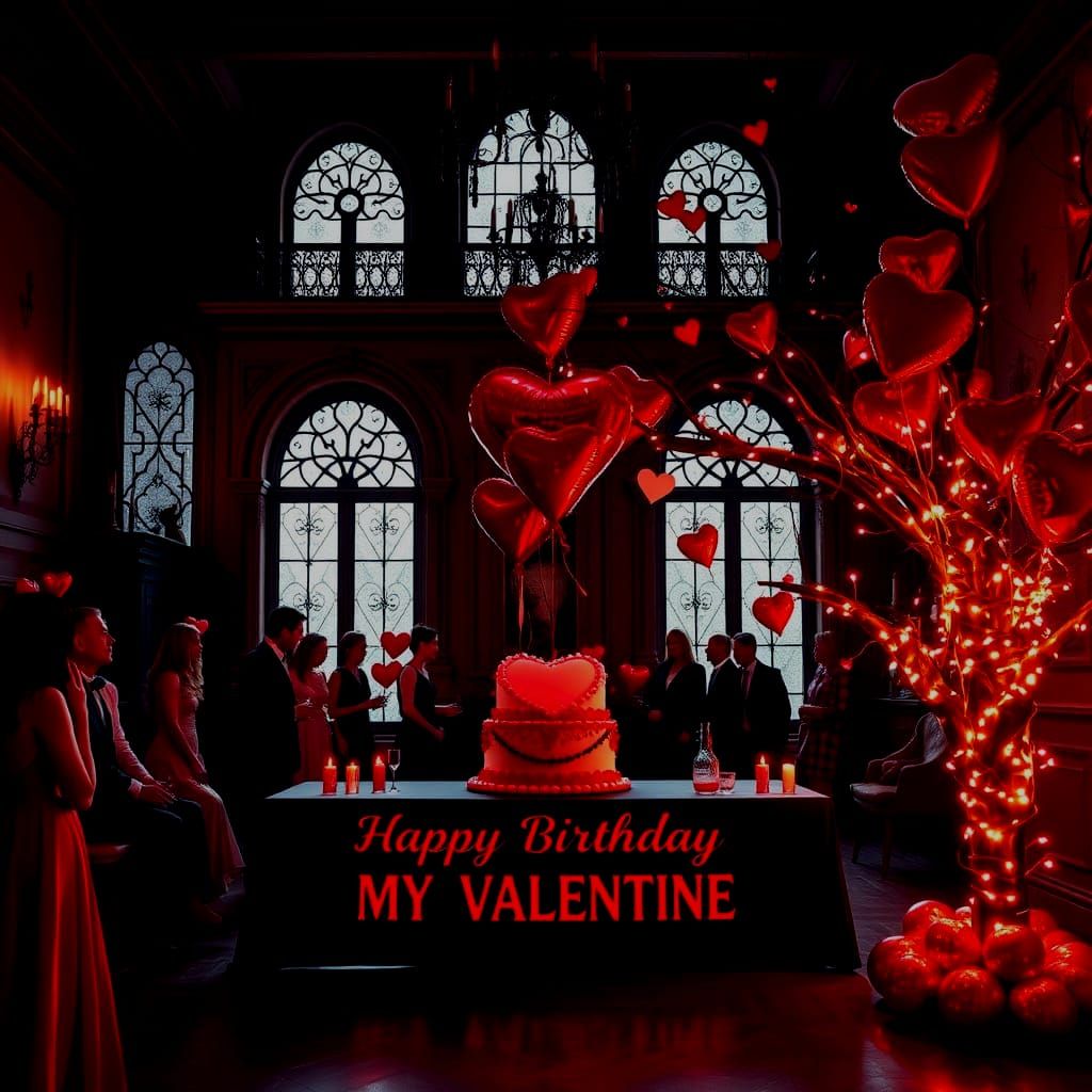 Romantic Gothic Valentine's Birthday Party in a Luxurious Ba...