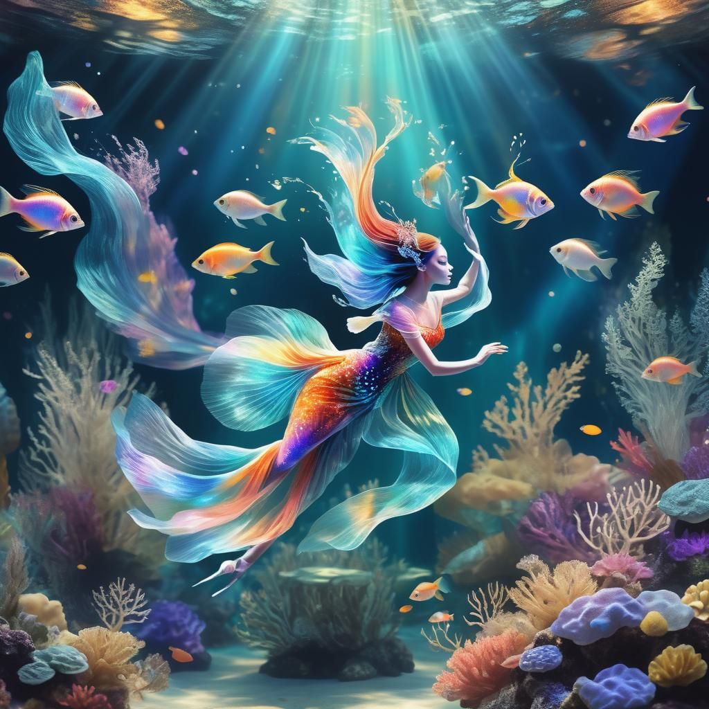Exotic Tropical Fish Ballet: Astral Illustration
