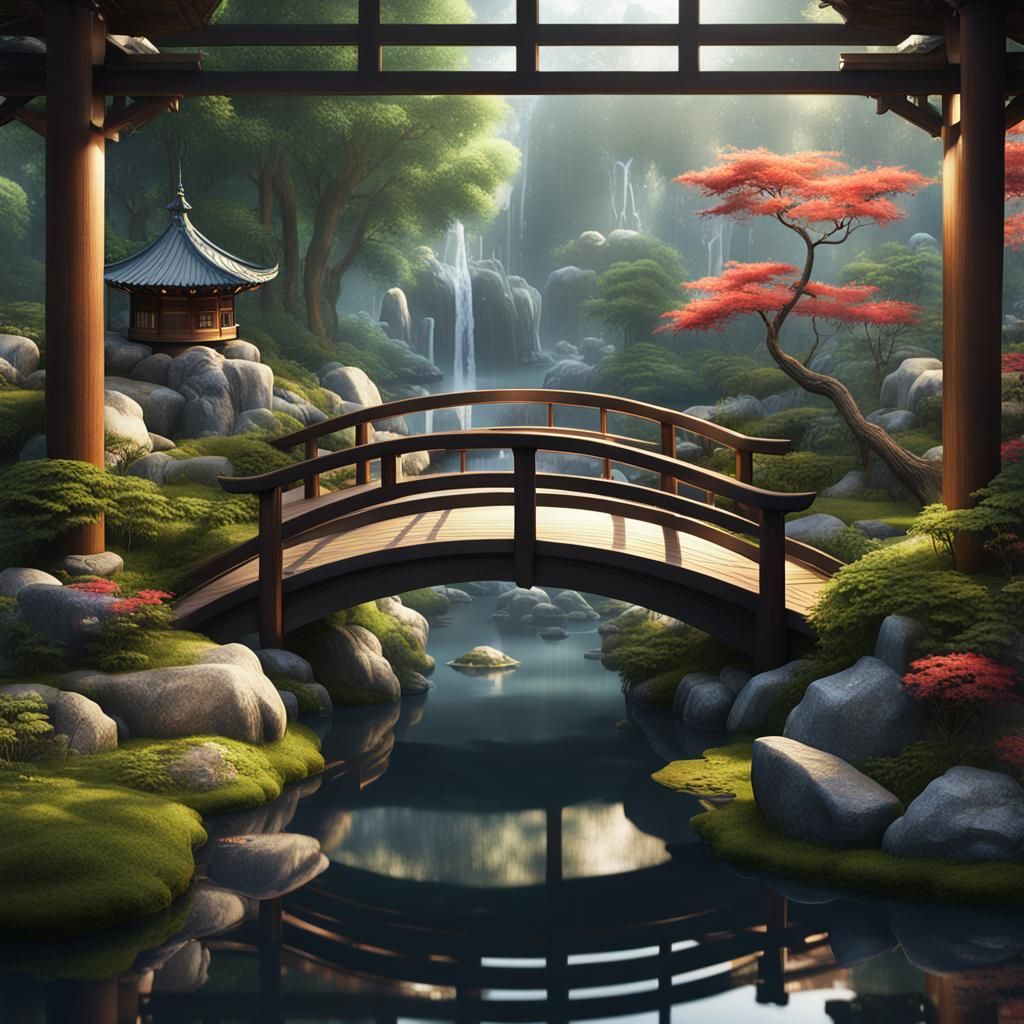Terrarium Japanese Garden: Detailed Matte Painting