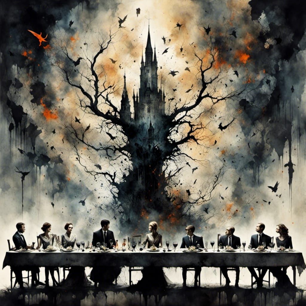 Surreal Twilight Zone Dinner in Dark Fantasy Style