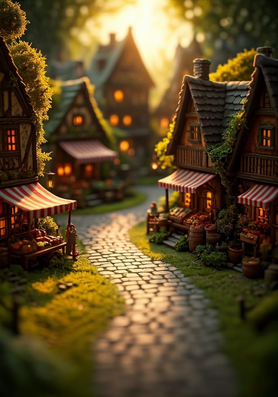 Enchanting Miniature World in Storybook Style
