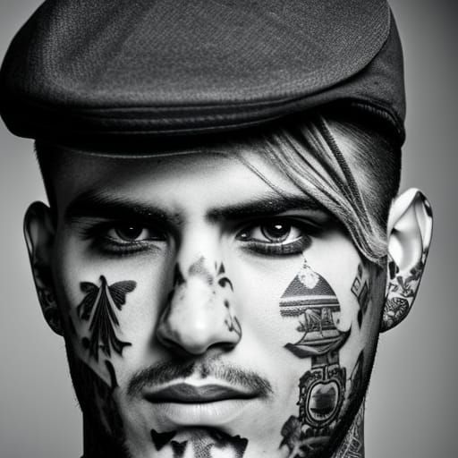 Attractive Young Mobster with Tattoos in HDR