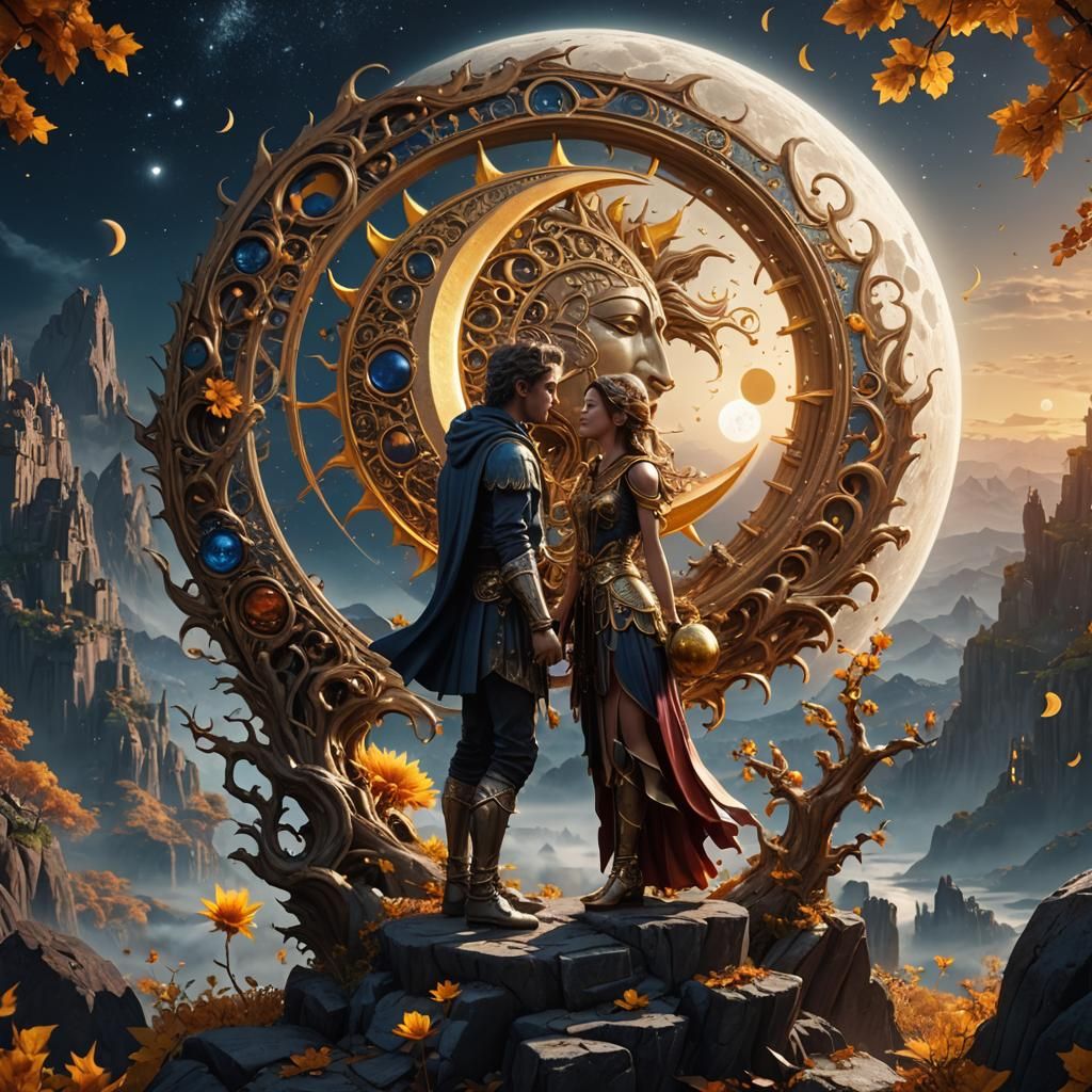 Moon and Sun in Love: Fantasy Concept Art