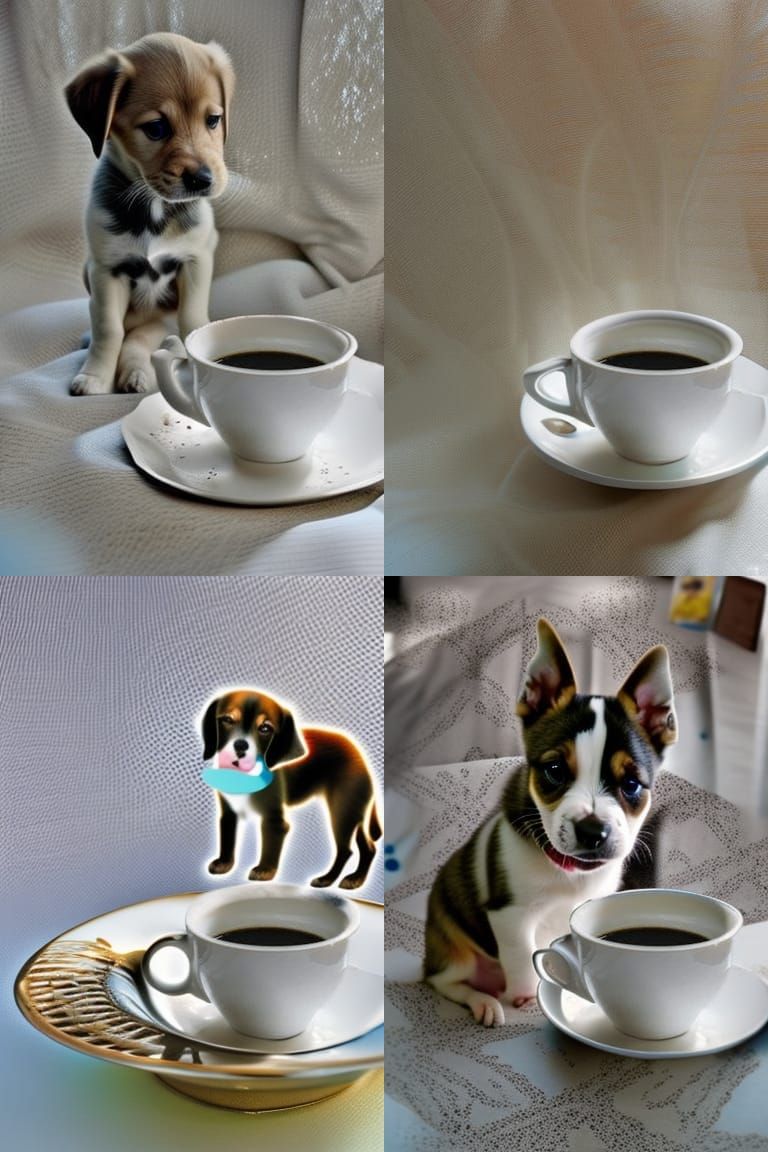 Puppy Comfortably Resting Inside a Teacup