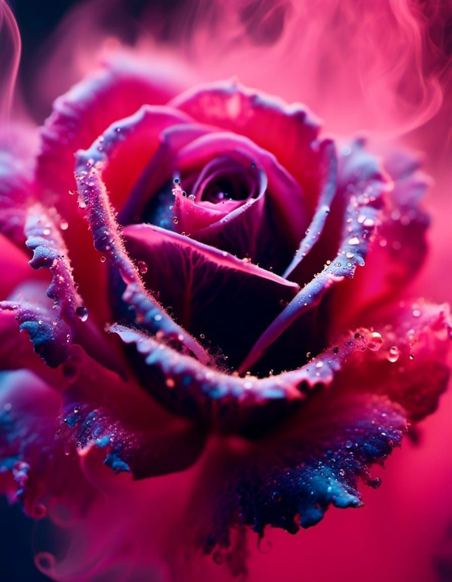 Smoky Rose in Shades of Light Green and Red