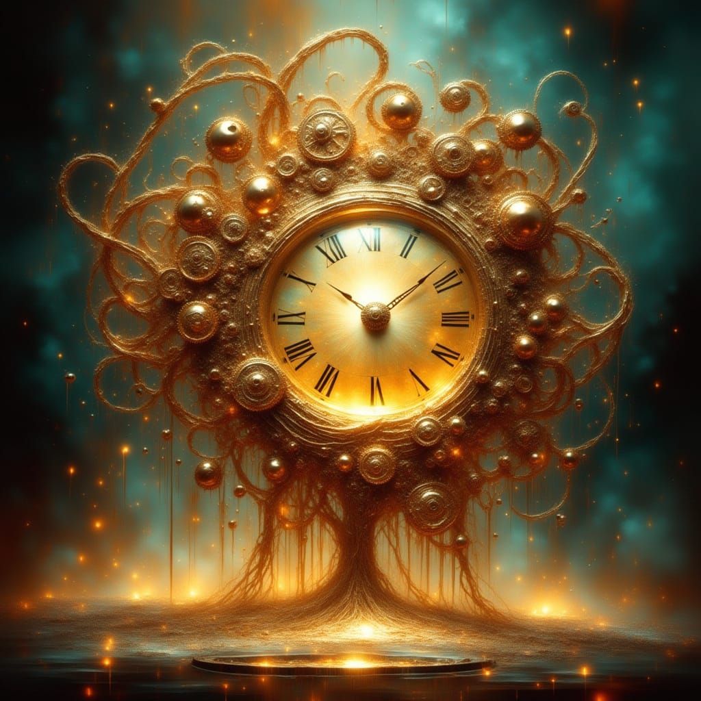 Abstract Time Entity with Gears and Sand in Surreal Fantasy ...