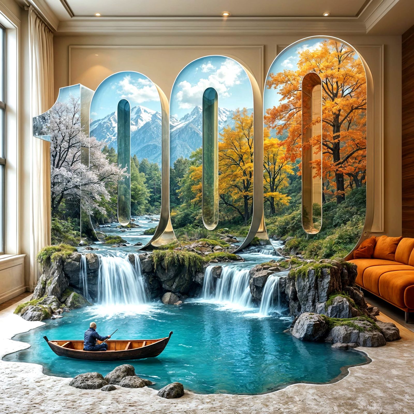 Seasonal Landscapes in Acrylic Numerals: Hyperrealistic Inte...