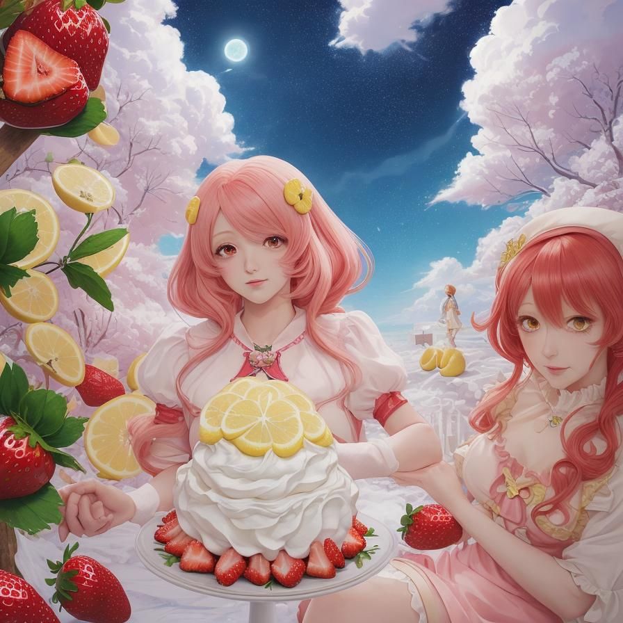 Strawberry Shortcake with Zodiacs in Anime Style