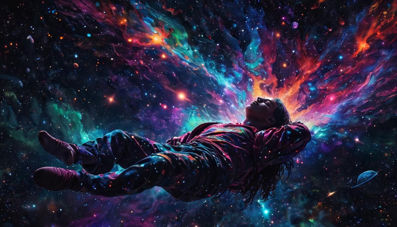 Person Floating in Space: Psychedelic Astral Projection