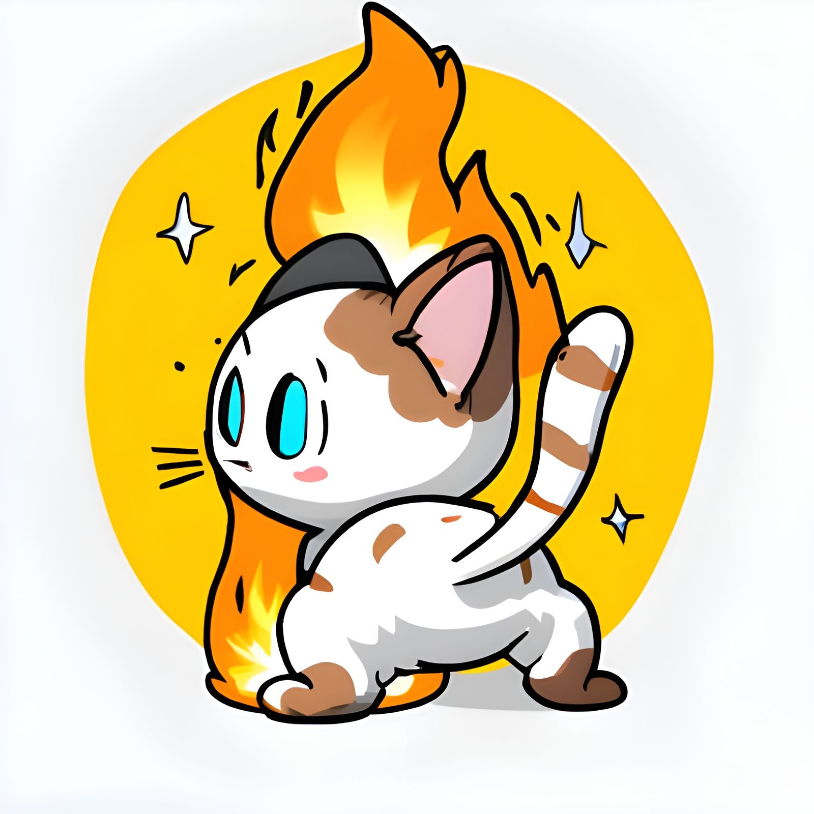 Whimsical Six-Legged Fire-Farting Kitten Cartoon