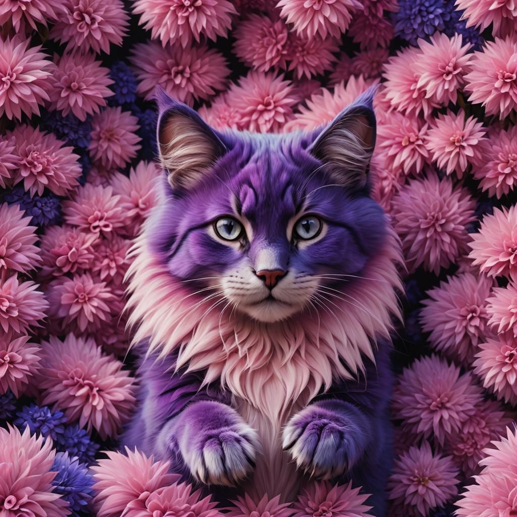 Mystical Kitten with Purple Gradient Fur