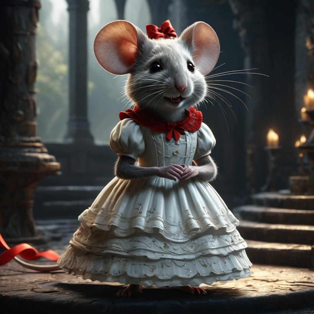 Mouse in Dress: Detailed Fantasy Art