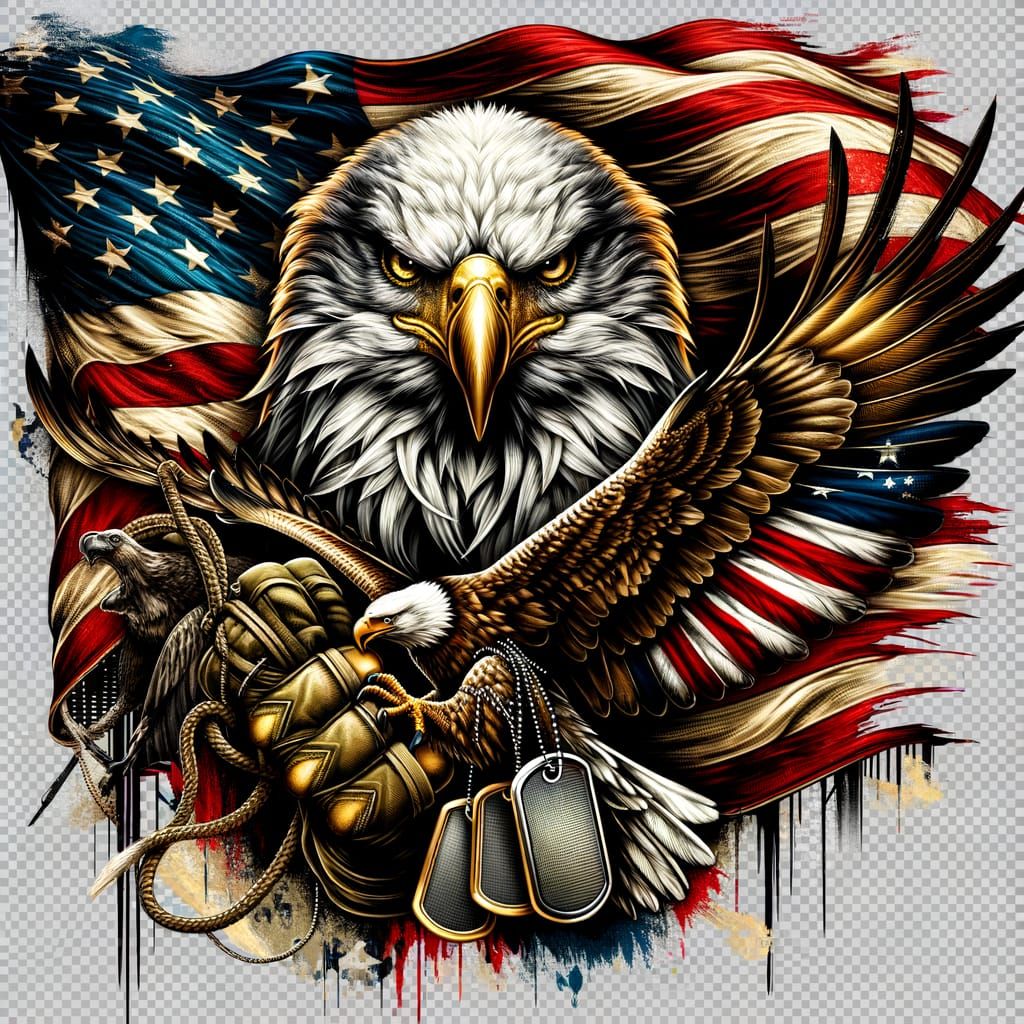 Fierce Eagle Patriotic T-Shirt Design in Splash Art Style