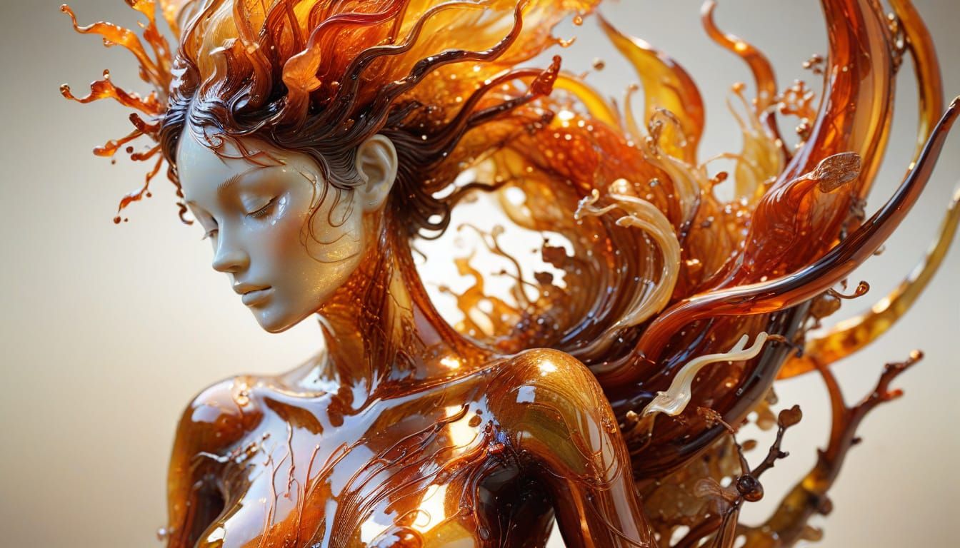 Ethereal Molten Glass Autumn Dryad Sculpture