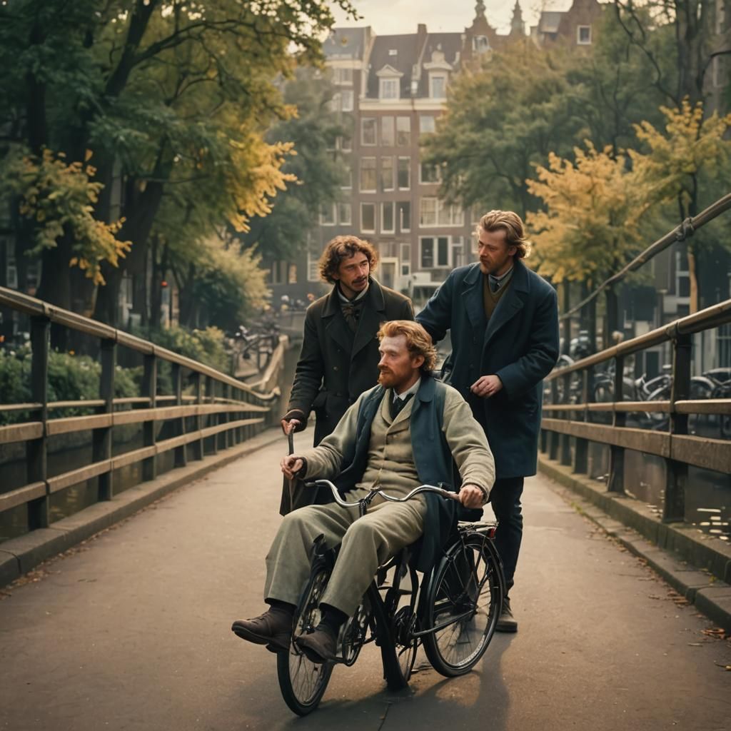 Amsterdam Canal View in Impressionist Style