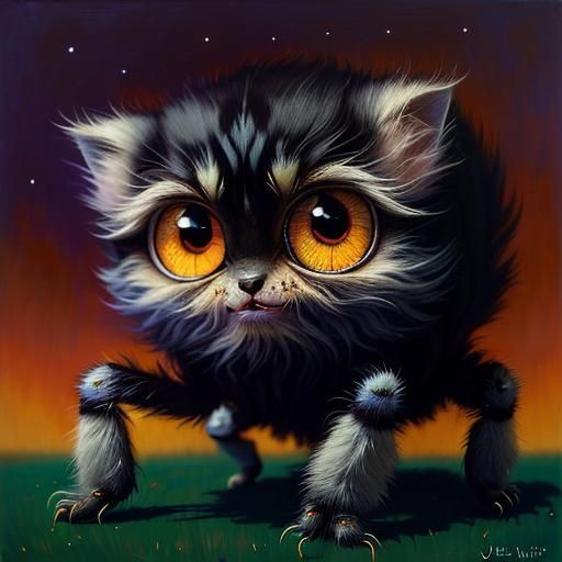 Adorable Spider Kitten Hybrid in Pixar Style