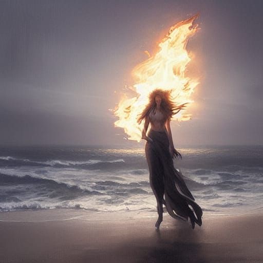 Moonlit Beach Fire with Marine Animals