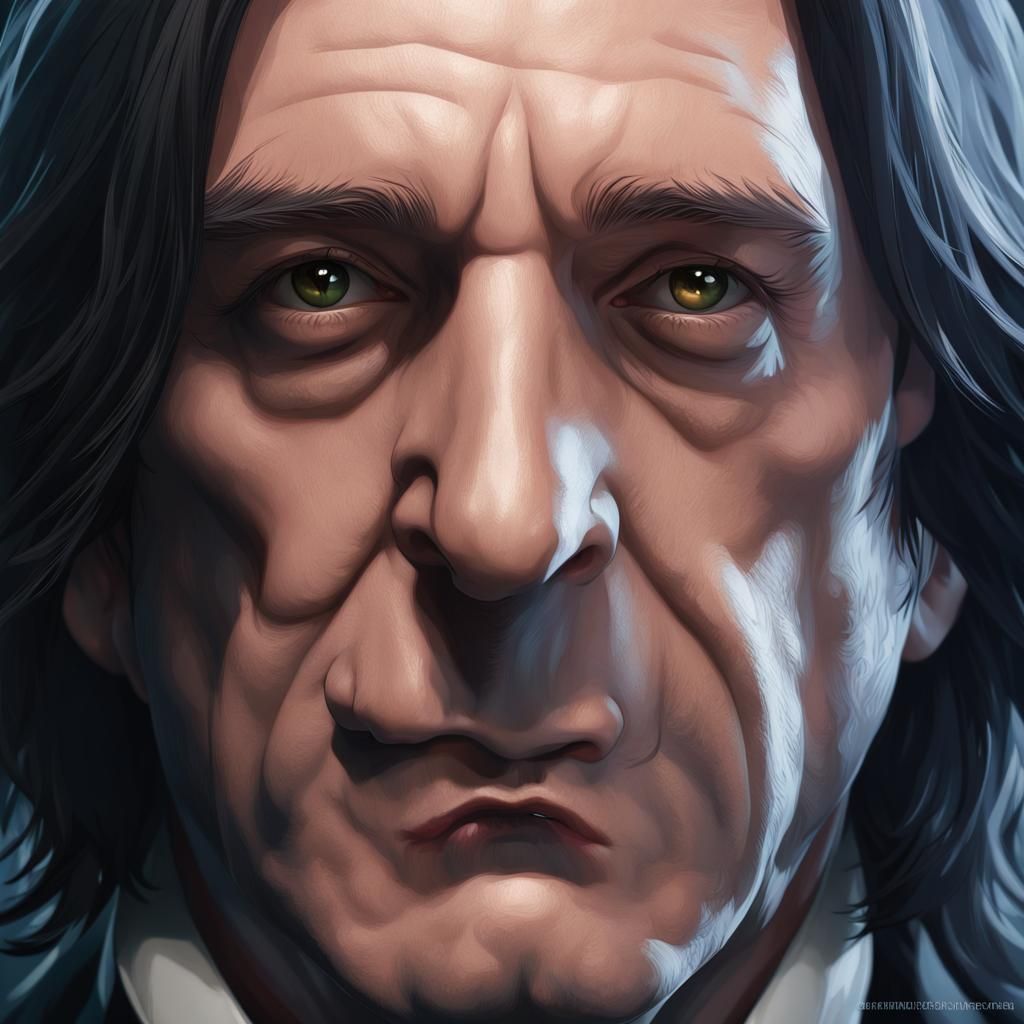Snape Portrait in Hyperdetailed Art Nouveau Style