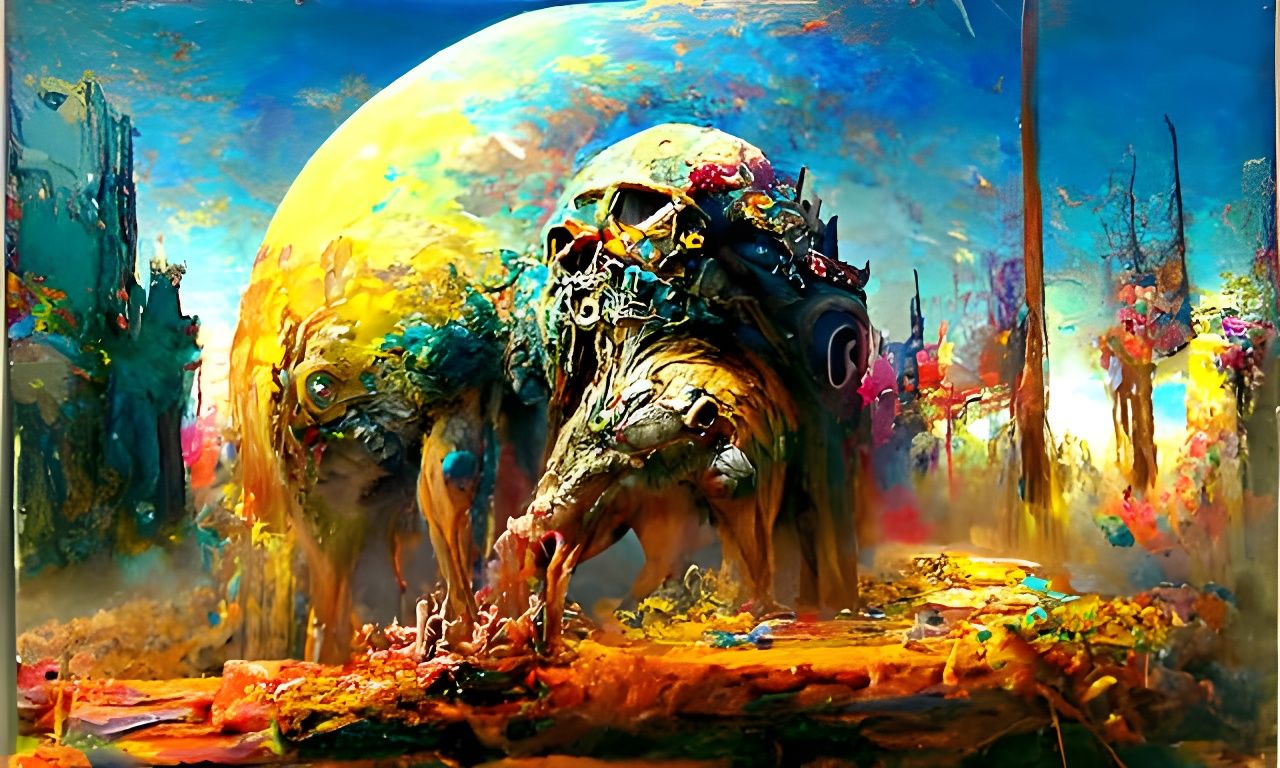 Steel Jaw Wolf Emerges from Mist: Dystopian Animation