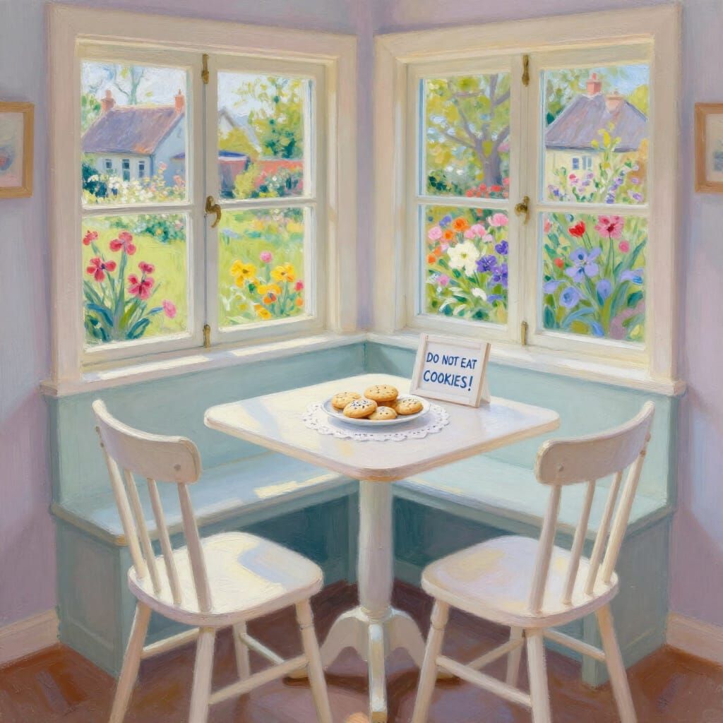 1950s Pastel Kitchen Nook with Garden View