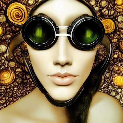 Snail-Woman Hybrid with Goggles in Digital Art