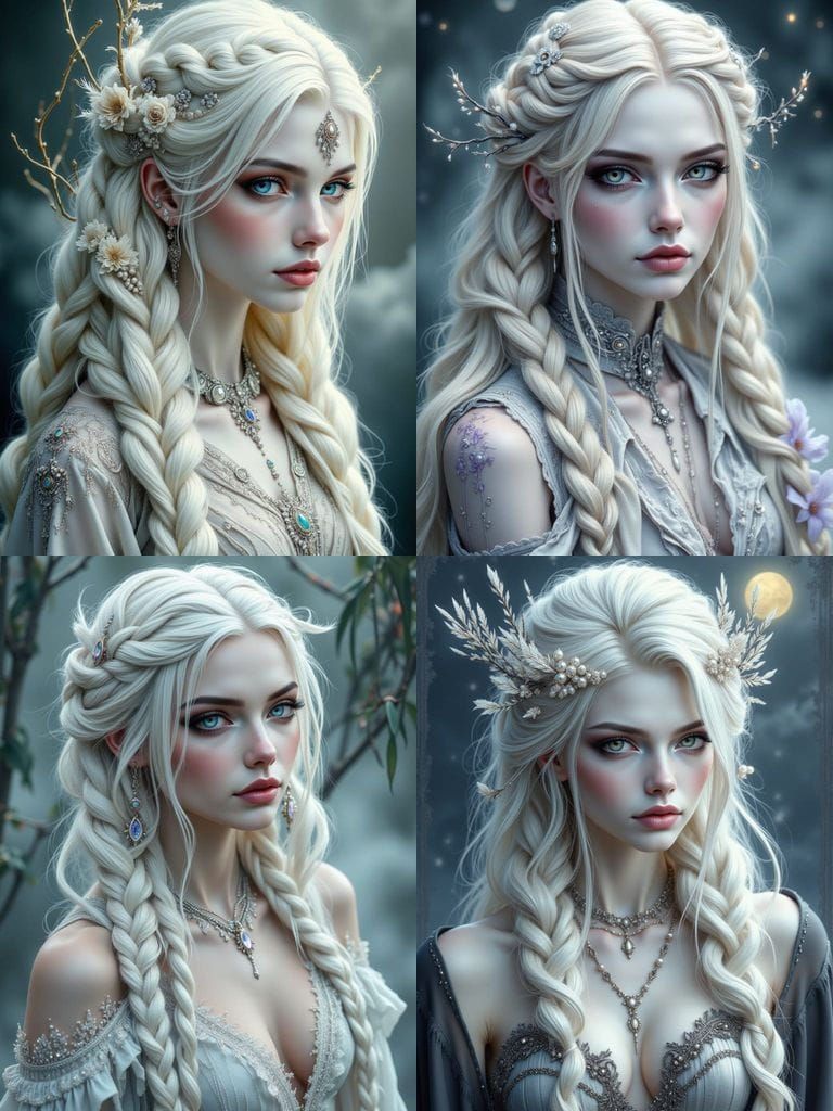 Ethereal Woman Portrait with Sacred Geometry Braids