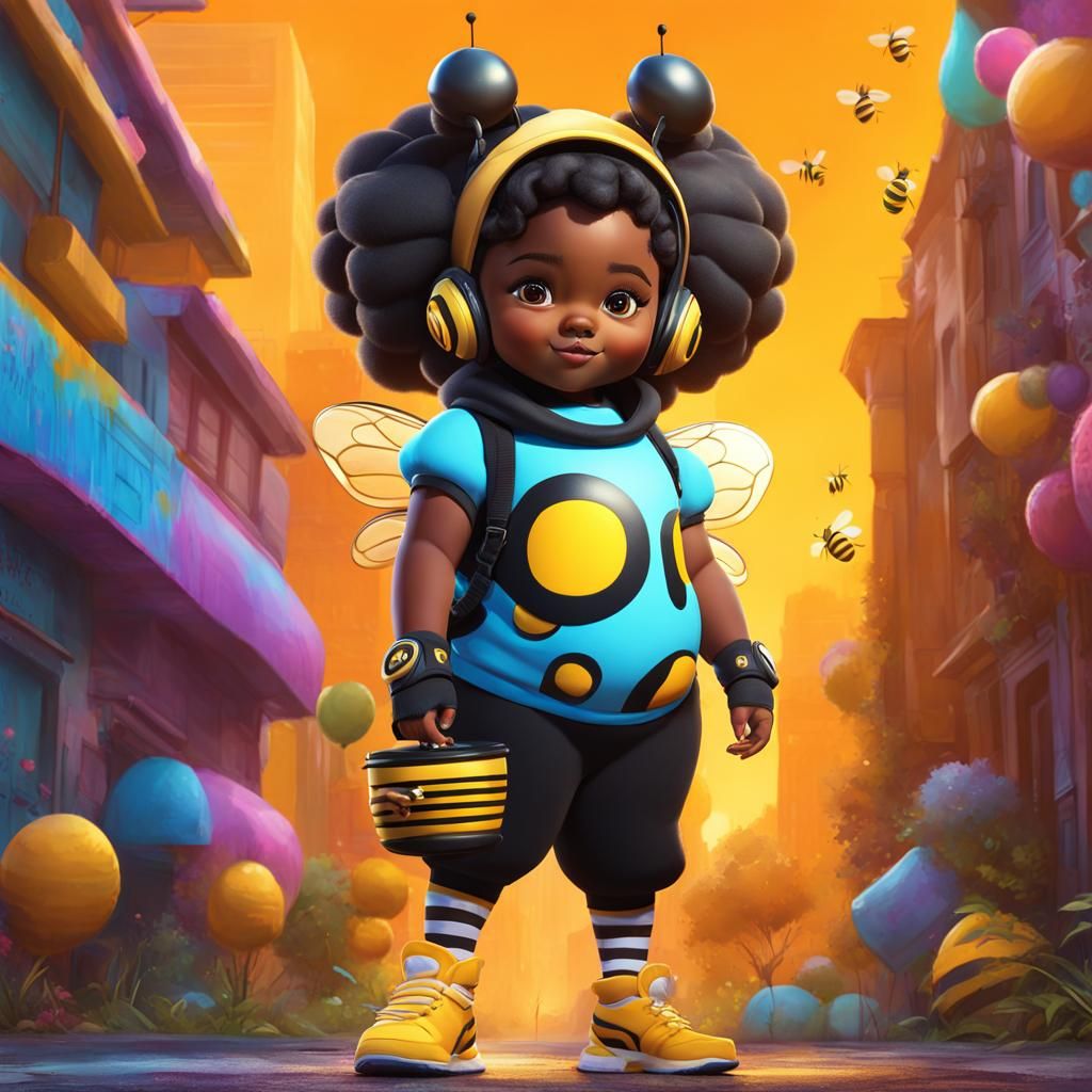 Bumblebee Girl: Graffiti-Style World Bee Day Art
