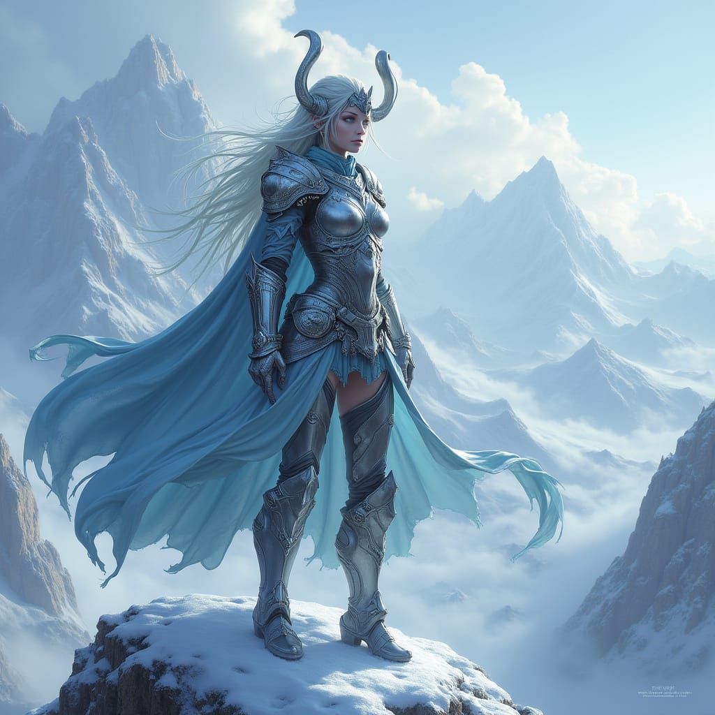 Ethereal Draenei Warrior Dominates Snowy Mountain Peak