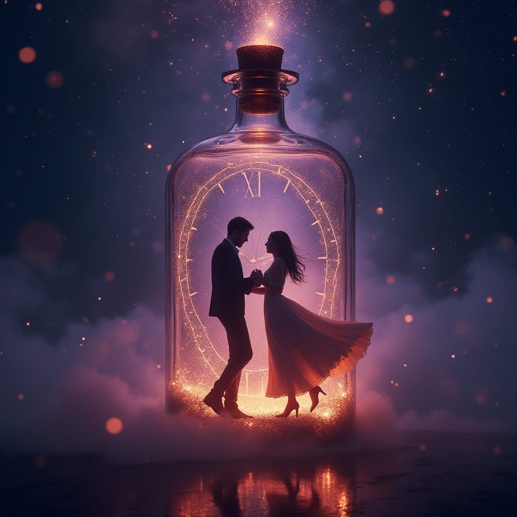 Epic Nighttime Scene: Magical Couple Dancing in a Celestial ...