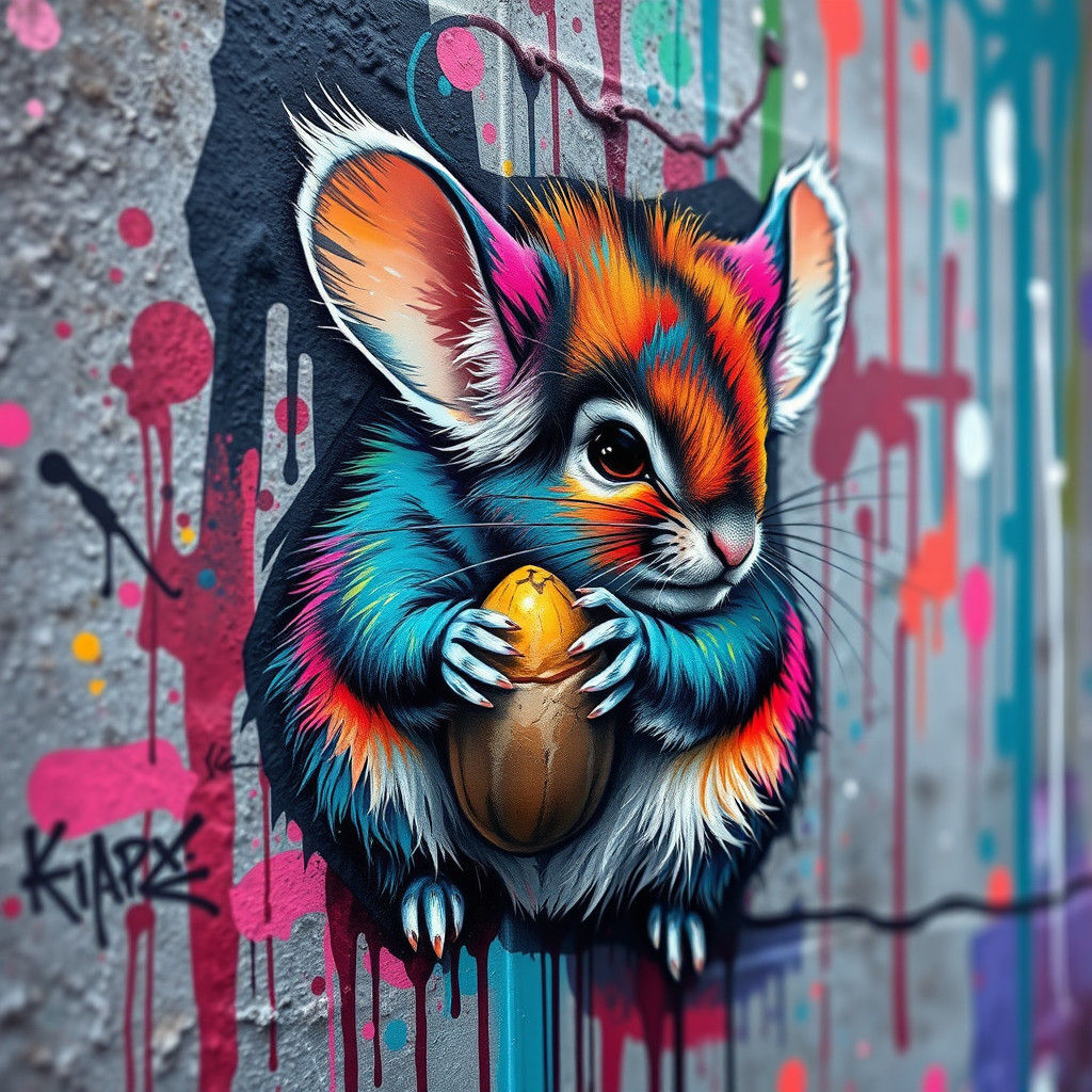 Chinchilla Graffiti Art with Polychromatic Hues