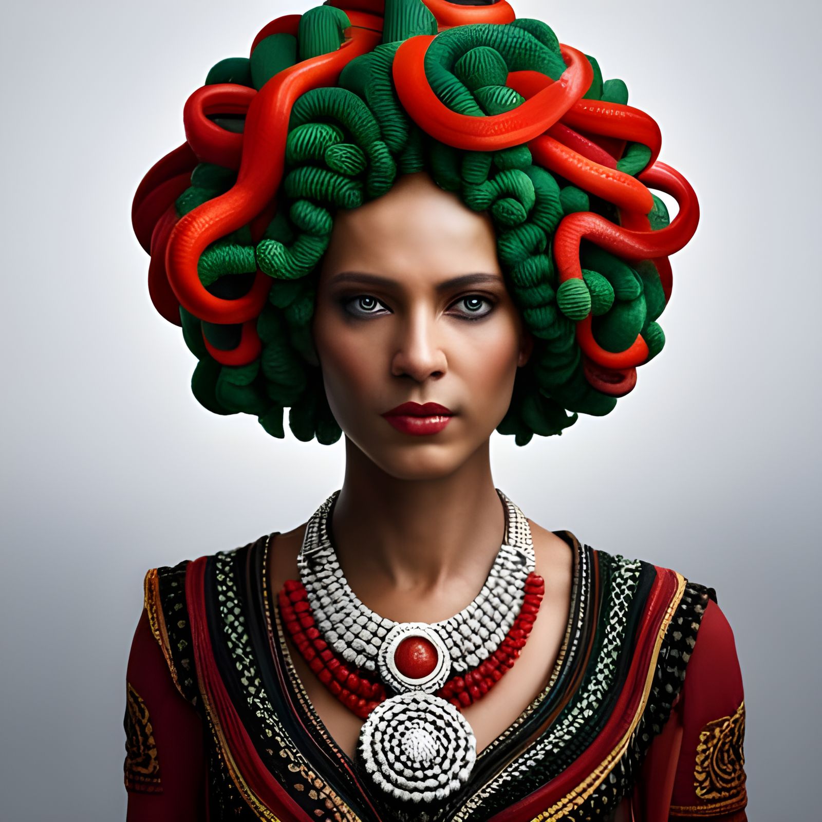 Medusa Portrait in Hyperrealistic Style