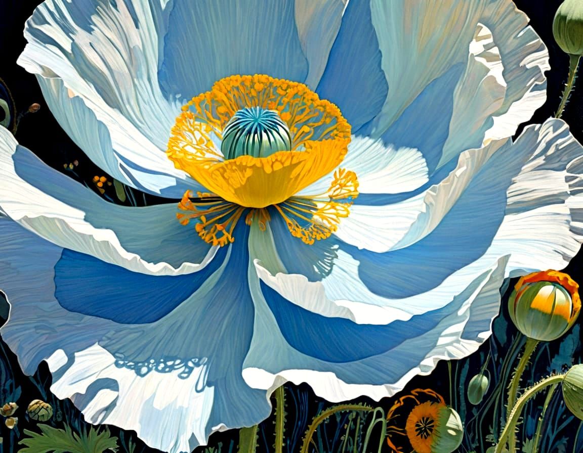 Abstract Floral Art in Klimt and Schiele Style