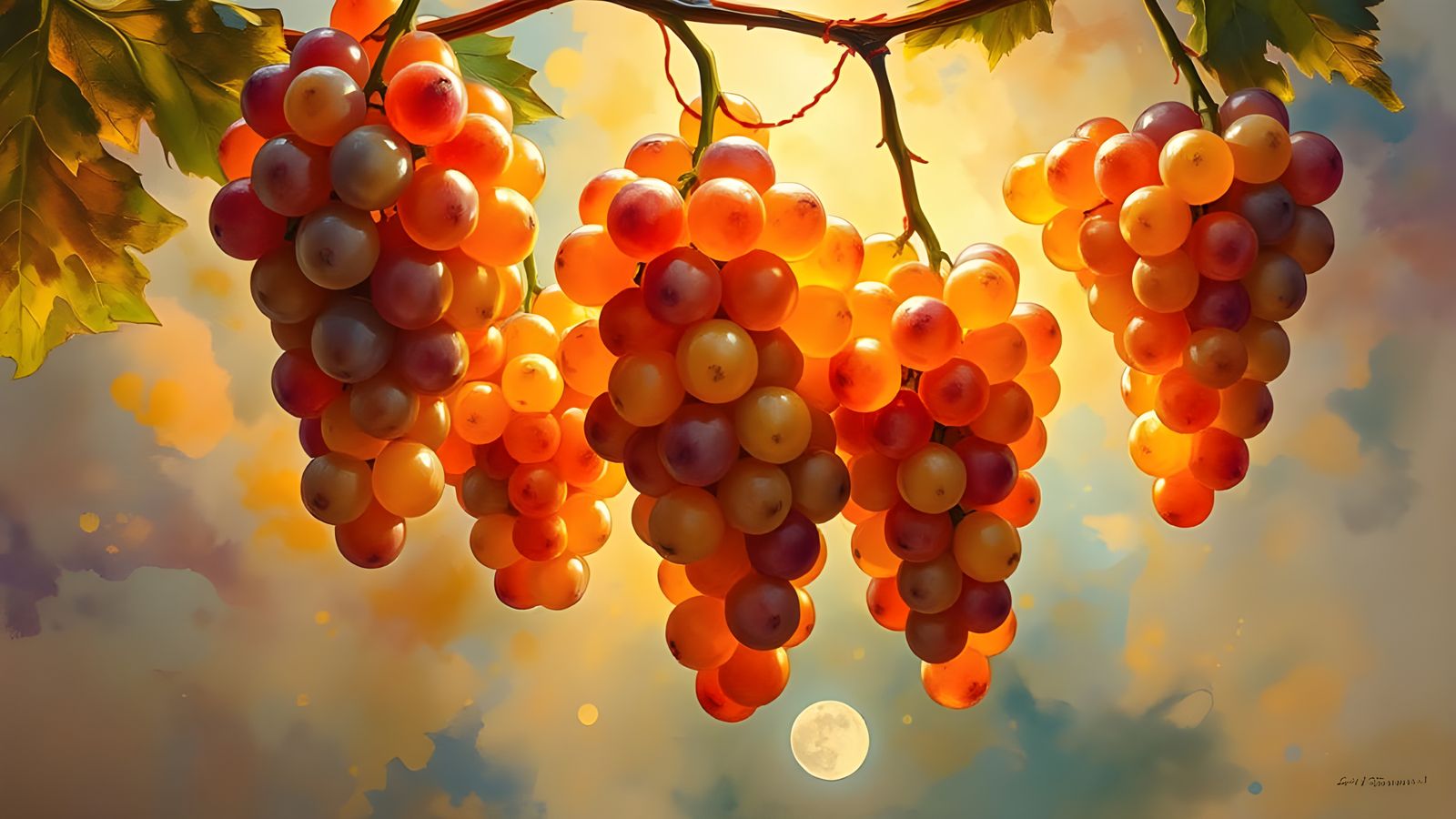 Surreal Watercolor Landscape Radiating Vibrant Colors in Gol...