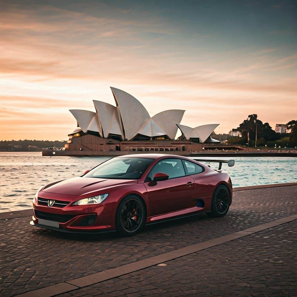 Sleek Red Hypercar Speeds Along Sydney Opera House Waterfron...