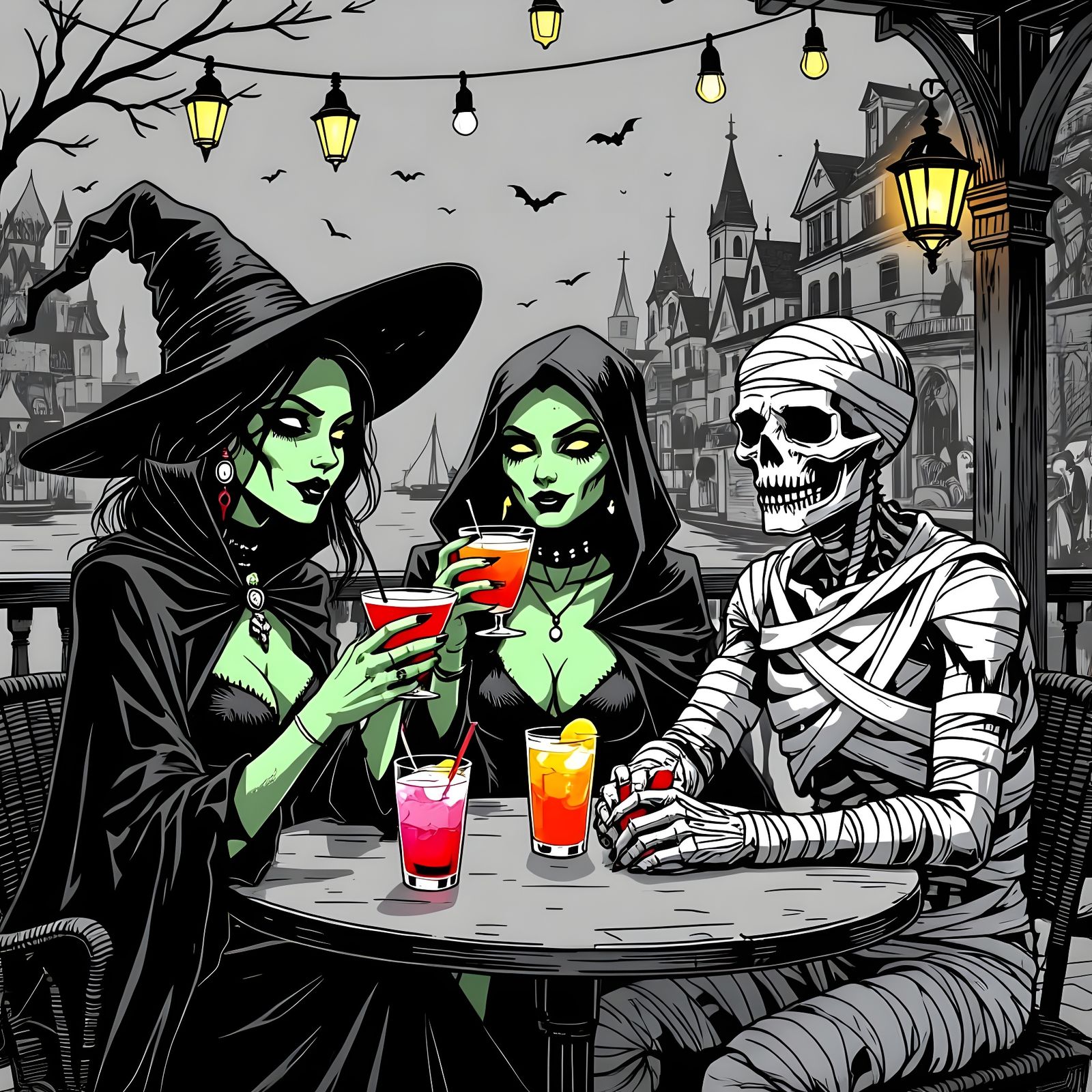 Monsters Enjoy Cocktails at Gothic Outdoor Bar