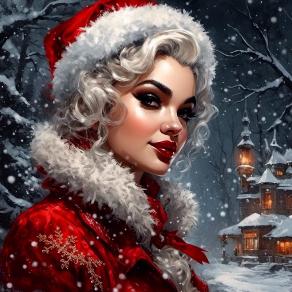 Gothic Rococo Christmas Portrait in Snow