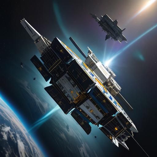 Damaged Spacecraft Drifting in Space: Hyperrealistic Splash ...