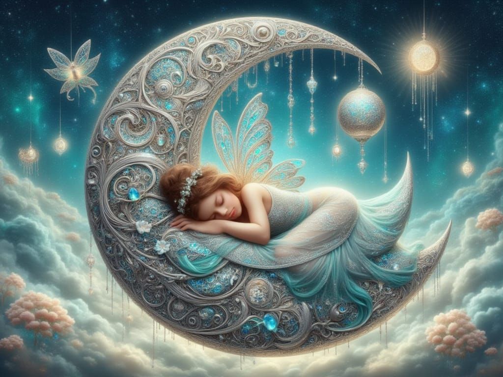 Fairy Sleeping on a Celestial Moon