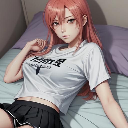 Anime-Style Image of Girl on Boy in Bedroom