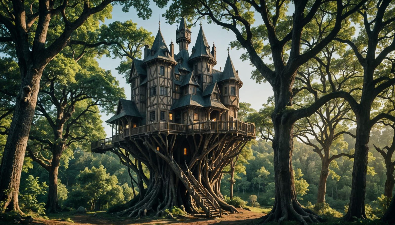 Epic Medieval Treehouse Castle in Cinematic Style