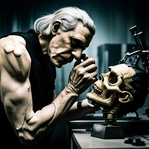 Frankenstein's Monster Creation in Giger-Inspired Lab