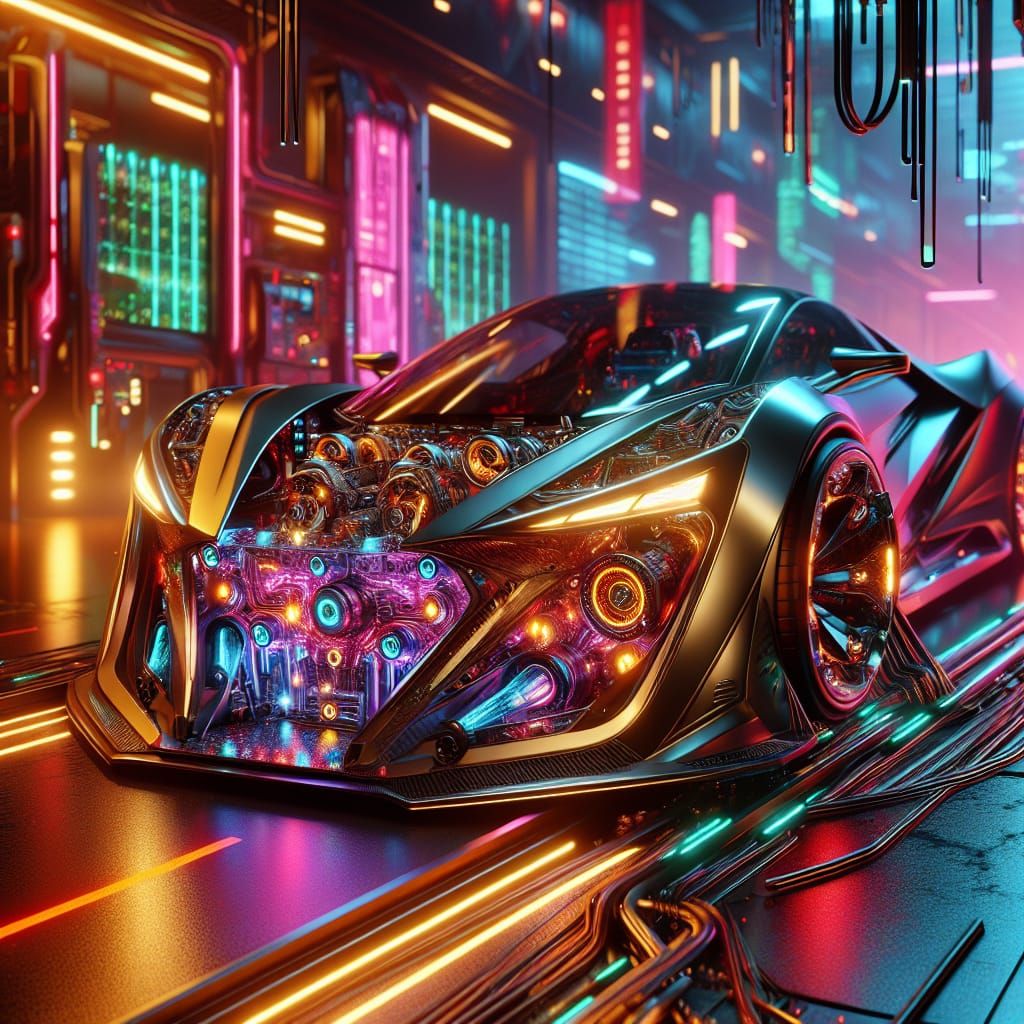 Futuristic Sports Car and Grader Hybrid Machine in Sci-Fi Ne...