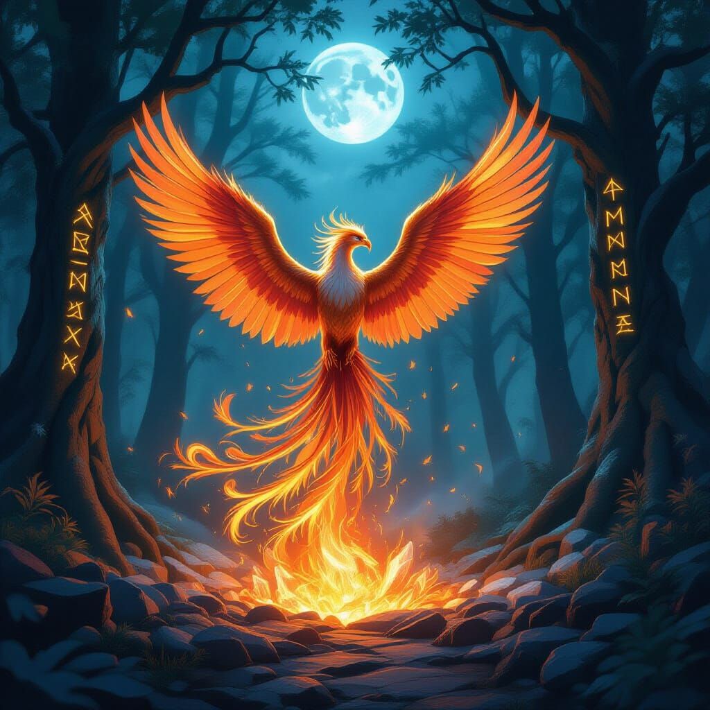 Majestic Phoenix Rises in Ethereal Fantasy Art