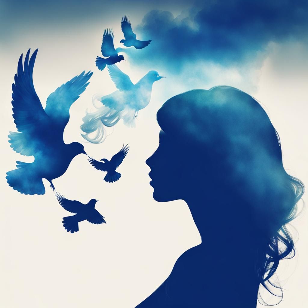 Silhouette with Doves in Anna Dittman Style