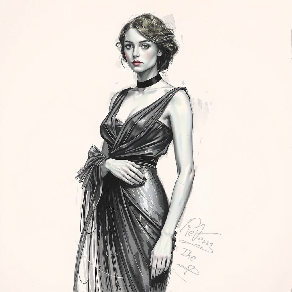 Elegant Woman in Expressionist Impasto Style