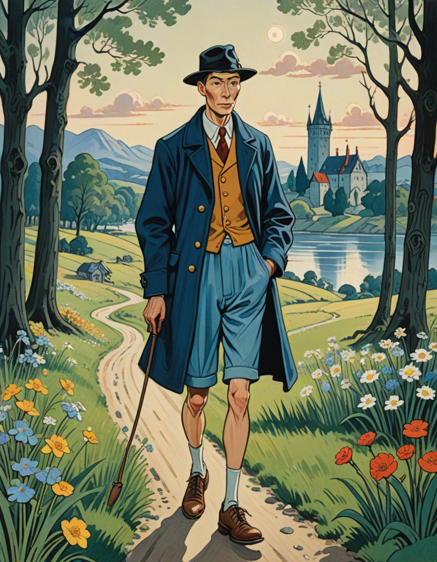 Medieval Swarthy Gentleman Strolls Through a Whimsical Lands...