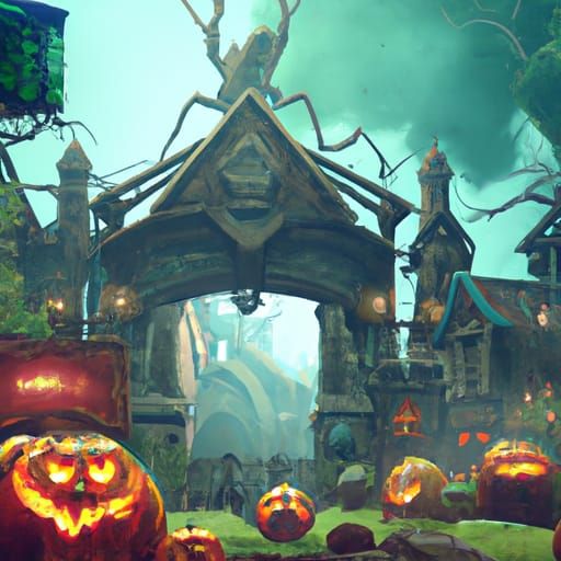 Fantastical Halloween Matte Painting in Deep Color
