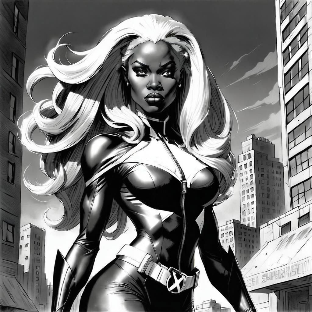 Detailed Charcoal Sketch of a Woman in Comic Book Style