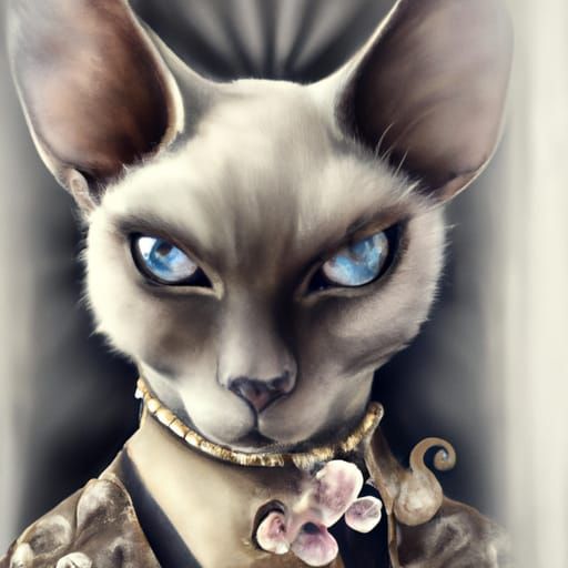 Ornate Dark Fantasy Cat in Watercolor Style