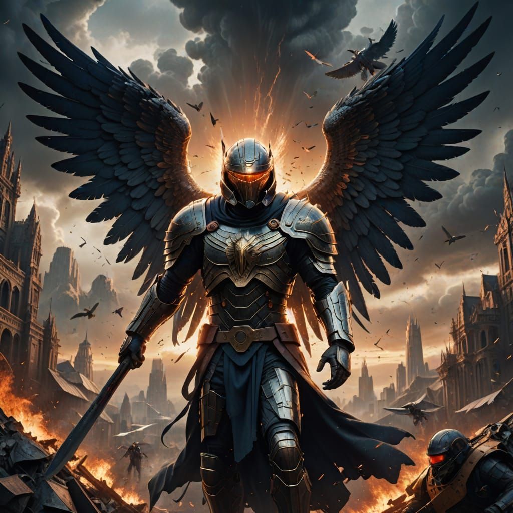 Epic Archangel Unveils Essence in Digital Matte Painting